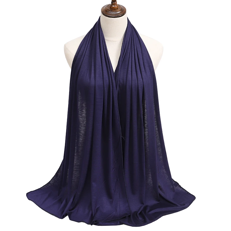 2023 New Women Modal Cotton Jersey Hijab Ramadan Fashion Plain Soft Long Turban Scarf Shawls Islamic Ladies Headscarf Bandana