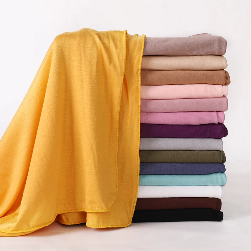 2023 New Women Modal Cotton Jersey Hijab Ramadan Fashion Plain Soft Long Turban Scarf Shawls Islamic Ladies Headscarf Bandana