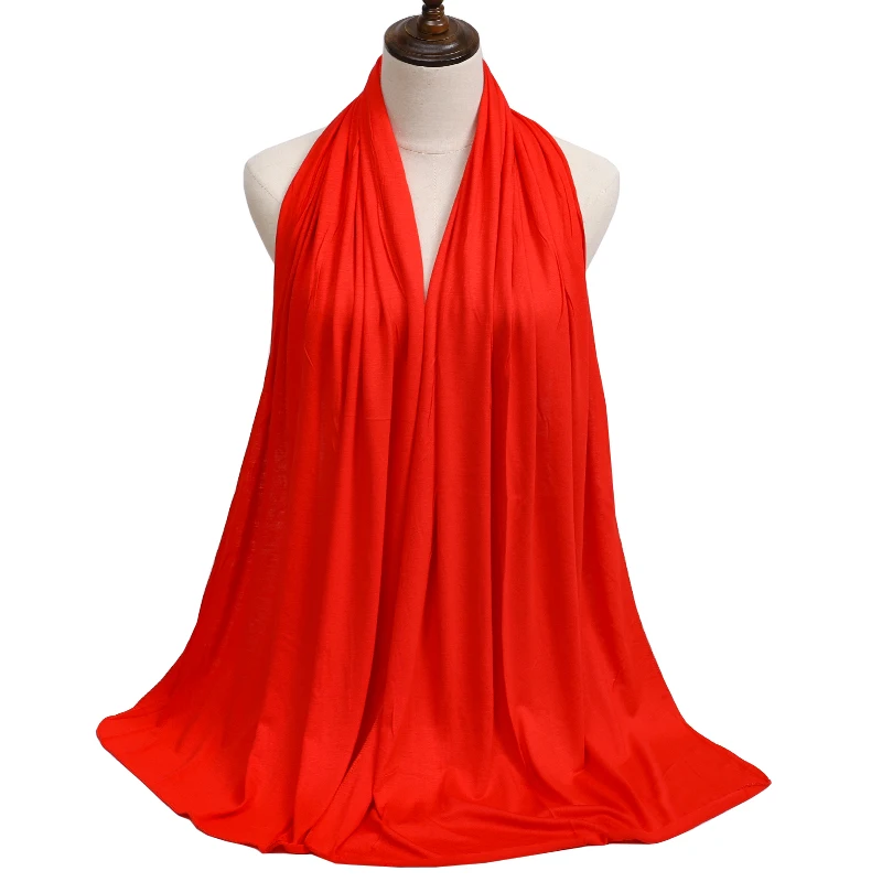 2023 New Women Modal Cotton Jersey Hijab Ramadan Fashion Plain Soft Long Turban Scarf Shawls Islamic Ladies Headscarf Bandana