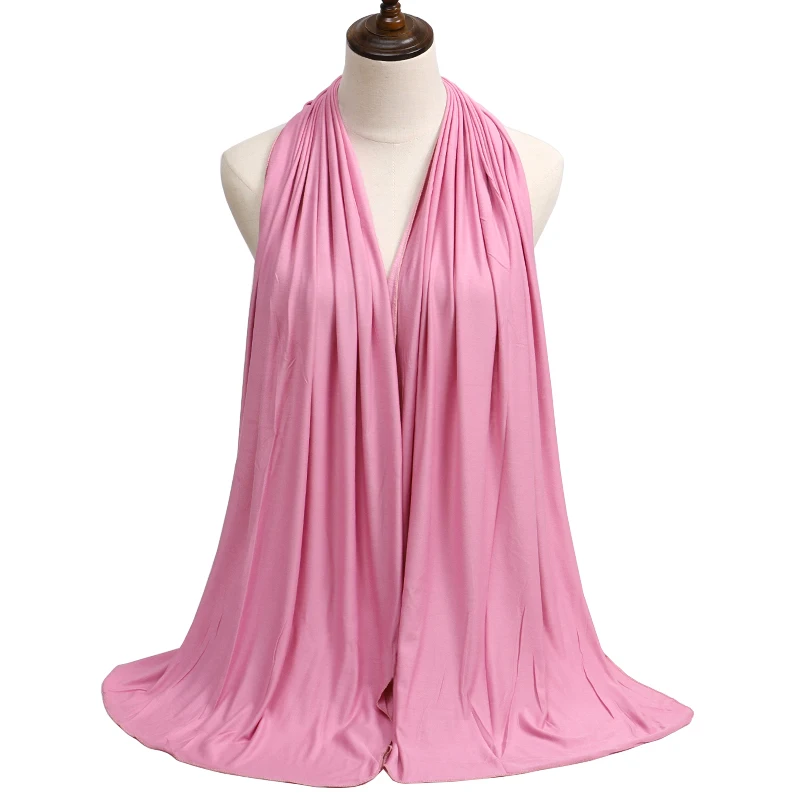 2023 New Women Modal Cotton Jersey Hijab Ramadan Fashion Plain Soft Long Turban Scarf Shawls Islamic Ladies Headscarf Bandana