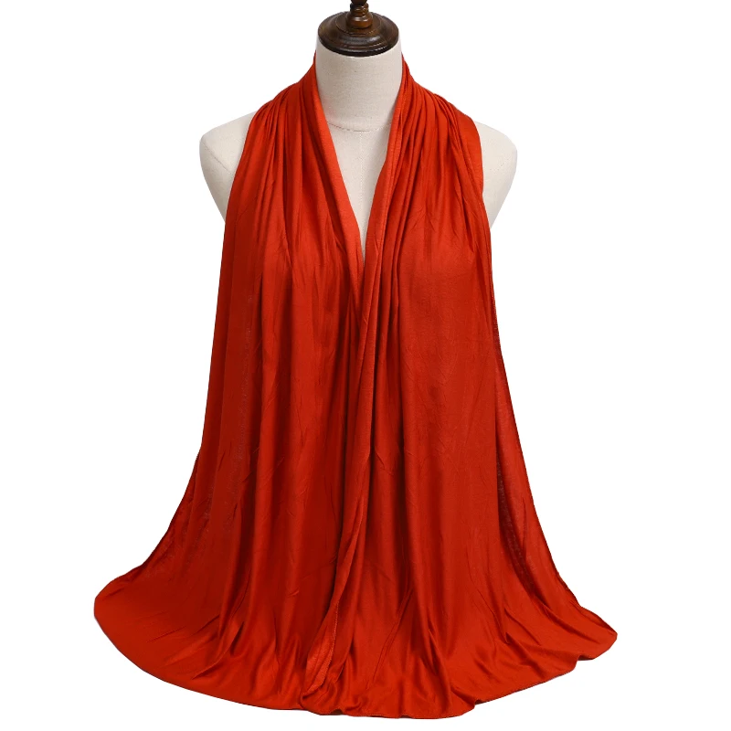2023 New Women Modal Cotton Jersey Hijab Ramadan Fashion Plain Soft Long Turban Scarf Shawls Islamic Ladies Headscarf Bandana