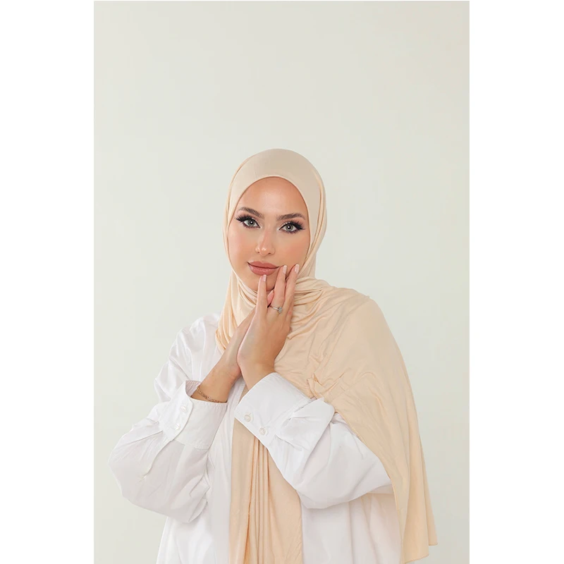 2023 New Women Modal Cotton Jersey Hijab Ramadan Fashion Plain Soft Long Turban Scarf Shawls Islamic Ladies Headscarf Bandana