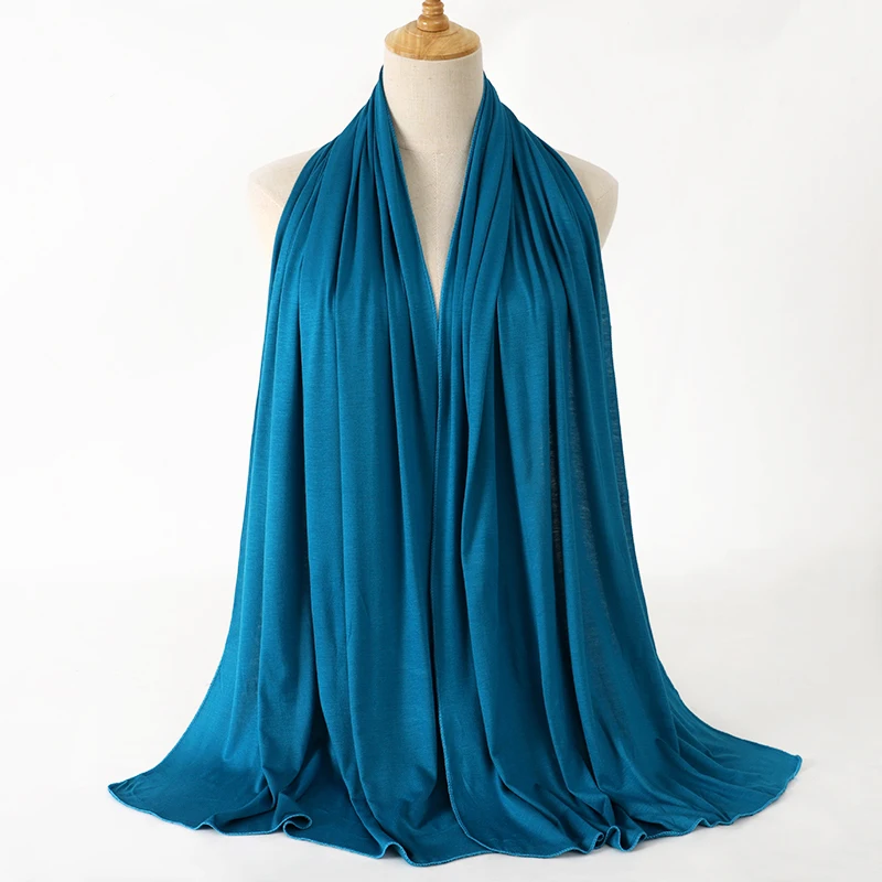 2023 New Women Modal Cotton Jersey Hijab Ramadan Fashion Plain Soft Long Turban Scarf Shawls Islamic Ladies Headscarf Bandana