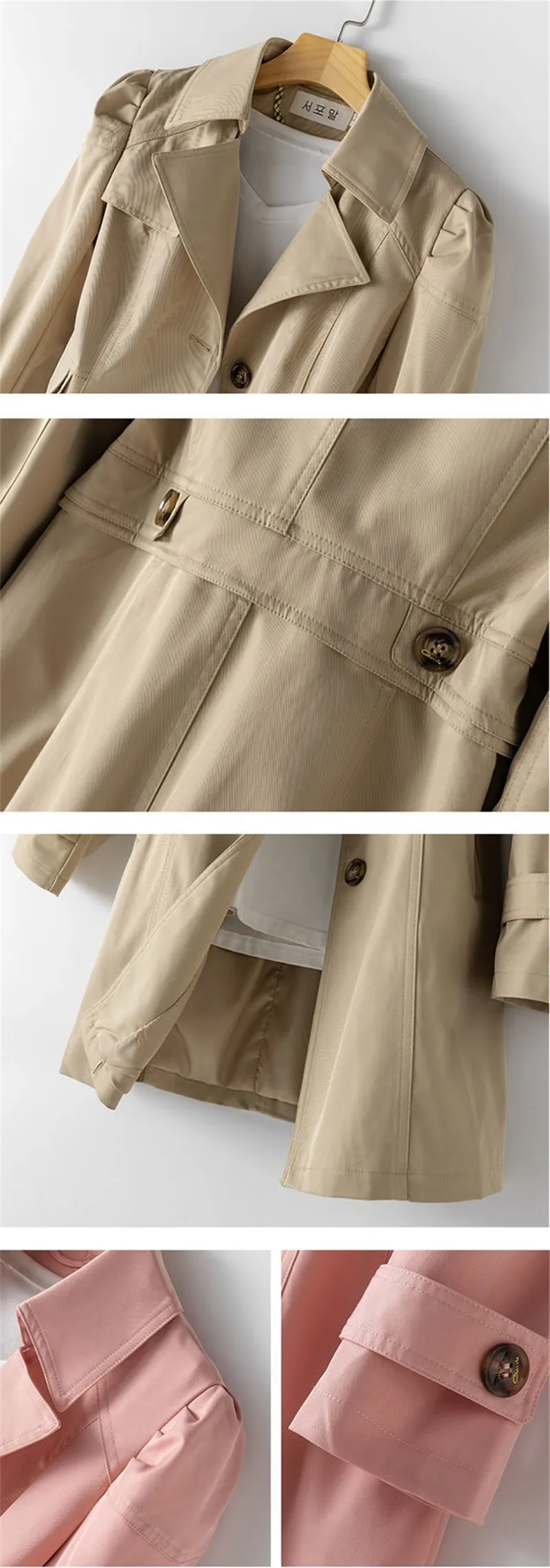 Spring Autumn Trench Coat Woman 2023 New Korean Single-breasted Mid-Long Women Trench Coat Overcoat 5XL Khaki Windbreaker Female