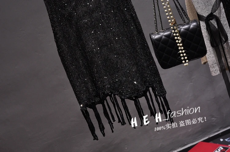 Sexy Shiny Gold Silver Knitted Tank Tops Women Bling Bling Sequined Tassels Knitted Vest All Neon Store Clothes Korean
