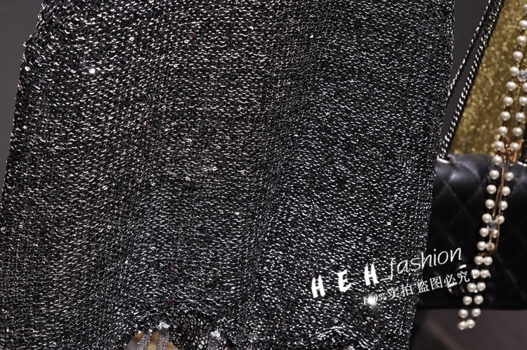 Sexy Shiny Gold Silver Knitted Tank Tops Women Bling Bling Sequined Tassels Knitted Vest All Neon Store Clothes Korean