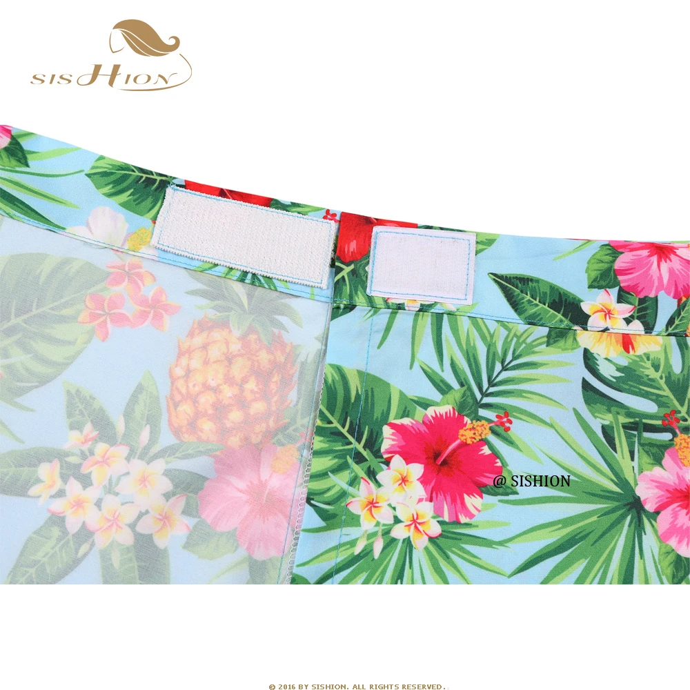 SISHION Pineapples Palm Sarong Flowers Printed Summer Skirt SS0015 Women Sexy Travel Beach Cover Up Wrap Skirt Jupe