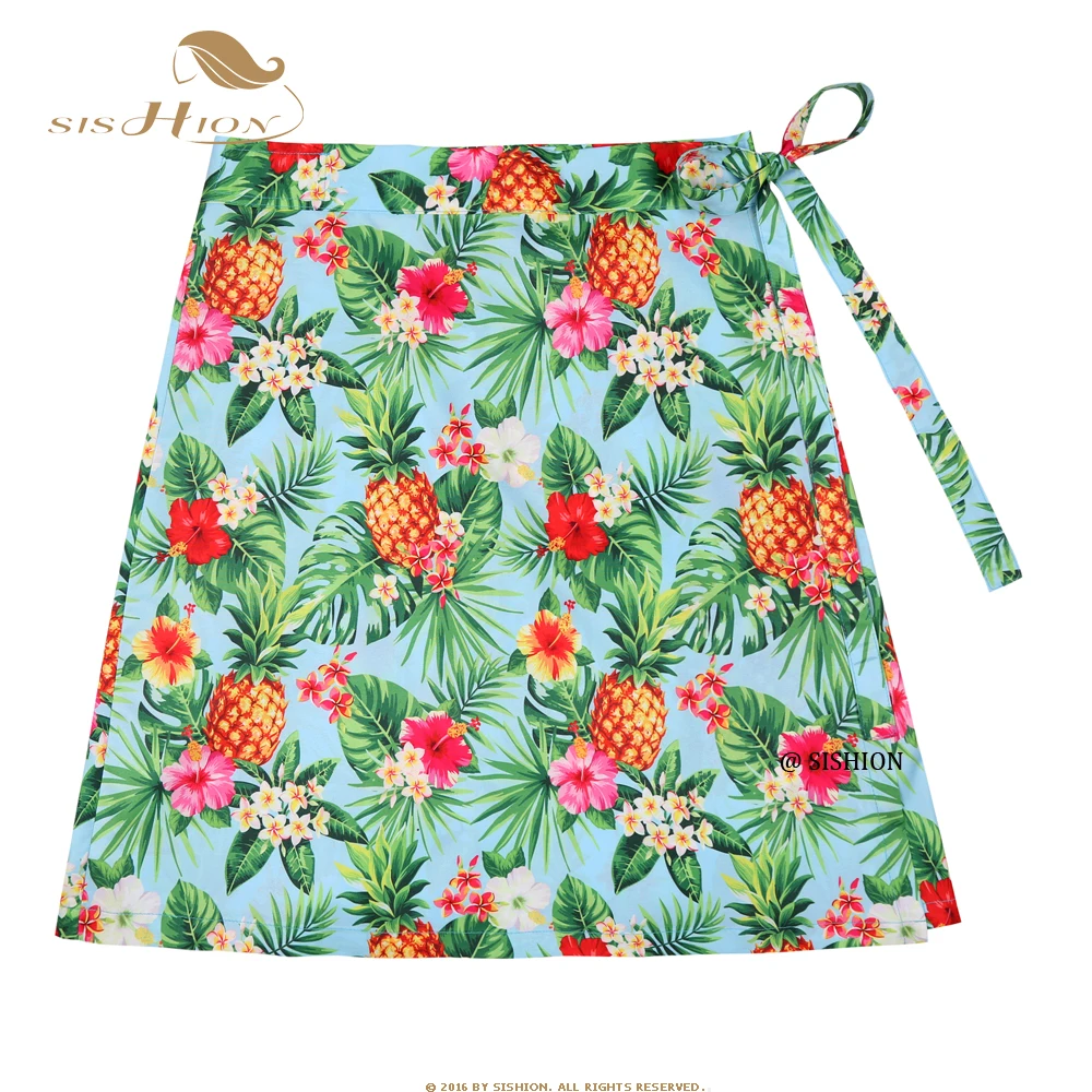 SISHION Pineapples Palm Sarong Flowers Printed Summer Skirt SS0015 Women Sexy Travel Beach Cover Up Wrap Skirt Jupe
