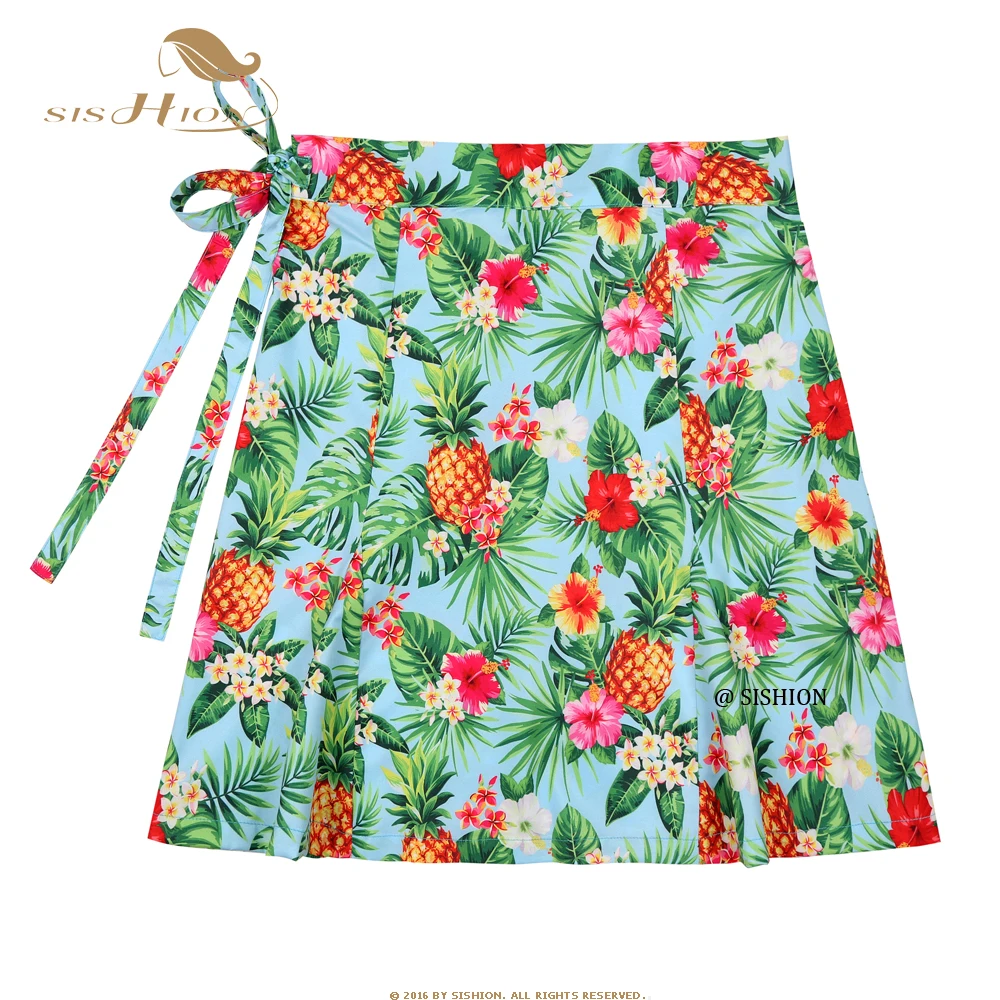 SISHION Pineapples Palm Sarong Flowers Printed Summer Skirt SS0015 Women Sexy Travel Beach Cover Up Wrap Skirt Jupe