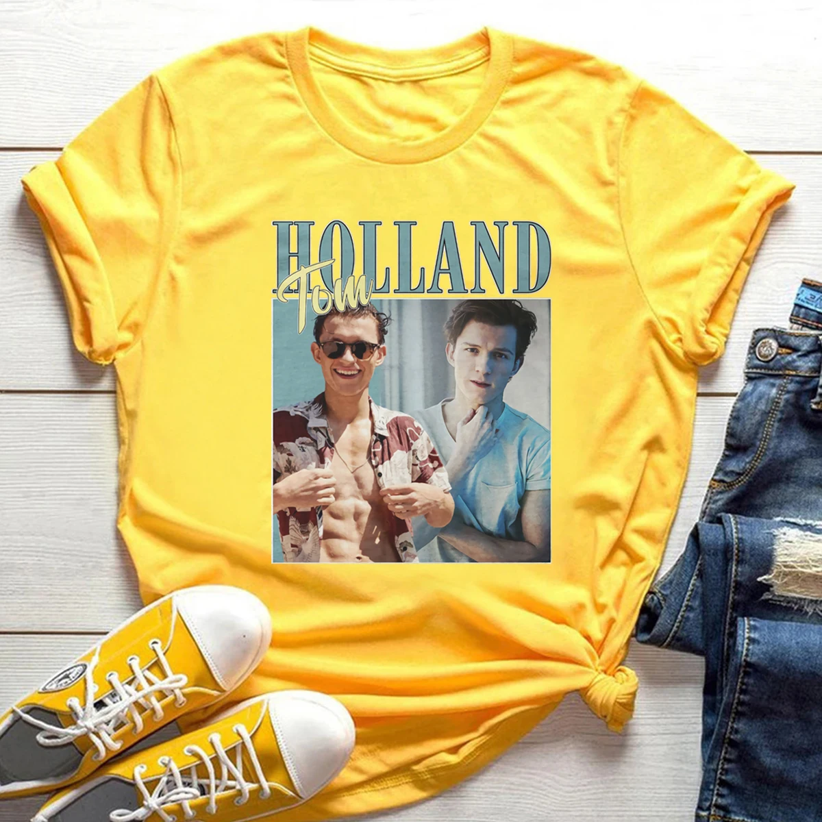 Tom Holland Retro 90's Shirt Inspiring Rap Hip Hop Tom Holland Homage Tee Vintage Tom Holland T-Shirt Kawaii Graphic Tee Tops