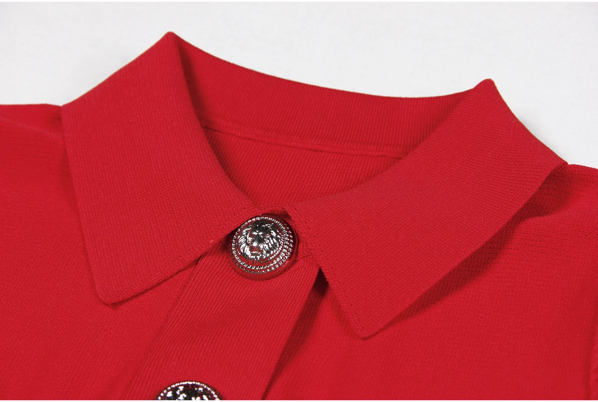 Spot 2024 European And American Spring And Autumn New Fashion High Quality Knitted Lapel Slim Slim A-line Dress Women