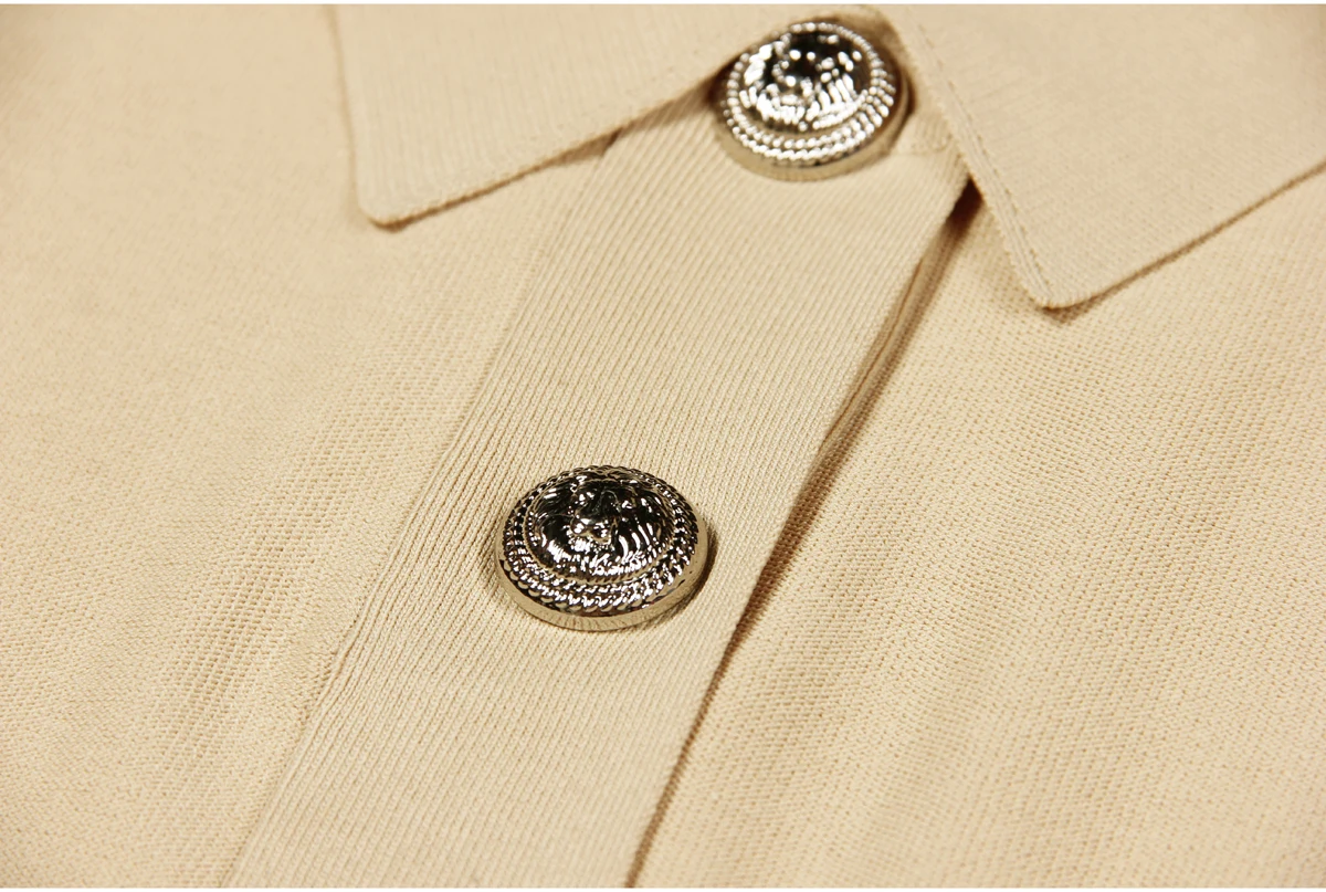 Spot 2024 European And American Spring And Autumn New Fashion High Quality Knitted Lapel Slim Slim A-line Dress Women