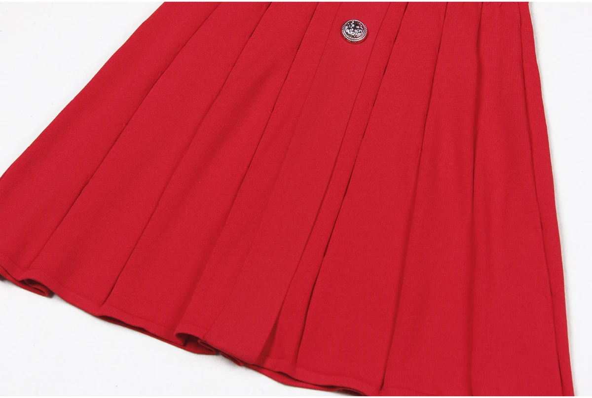 Spot 2024 European And American Spring And Autumn New Fashion High Quality Knitted Lapel Slim Slim A-line Dress Women