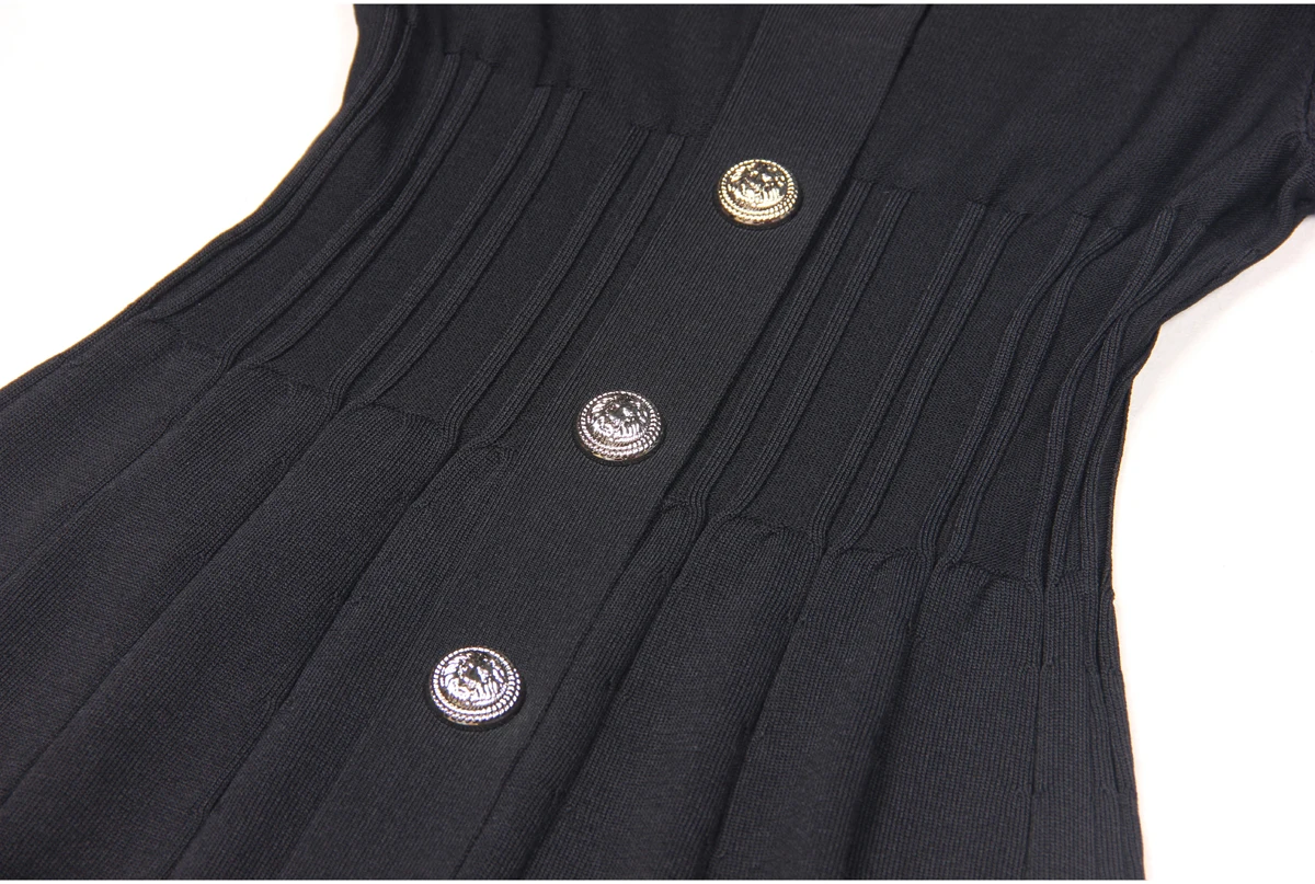 Spot 2024 European And American Spring And Autumn New Fashion High Quality Knitted Lapel Slim Slim A-line Dress Women