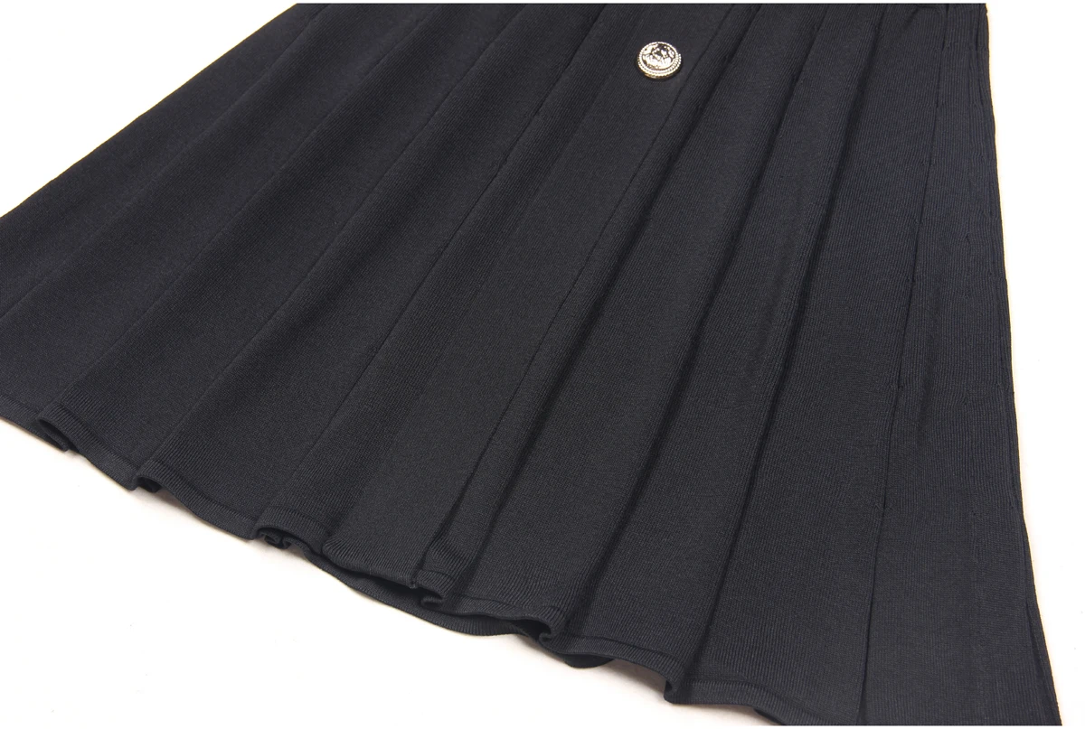 Spot 2024 European And American Spring And Autumn New Fashion High Quality Knitted Lapel Slim Slim A-line Dress Women