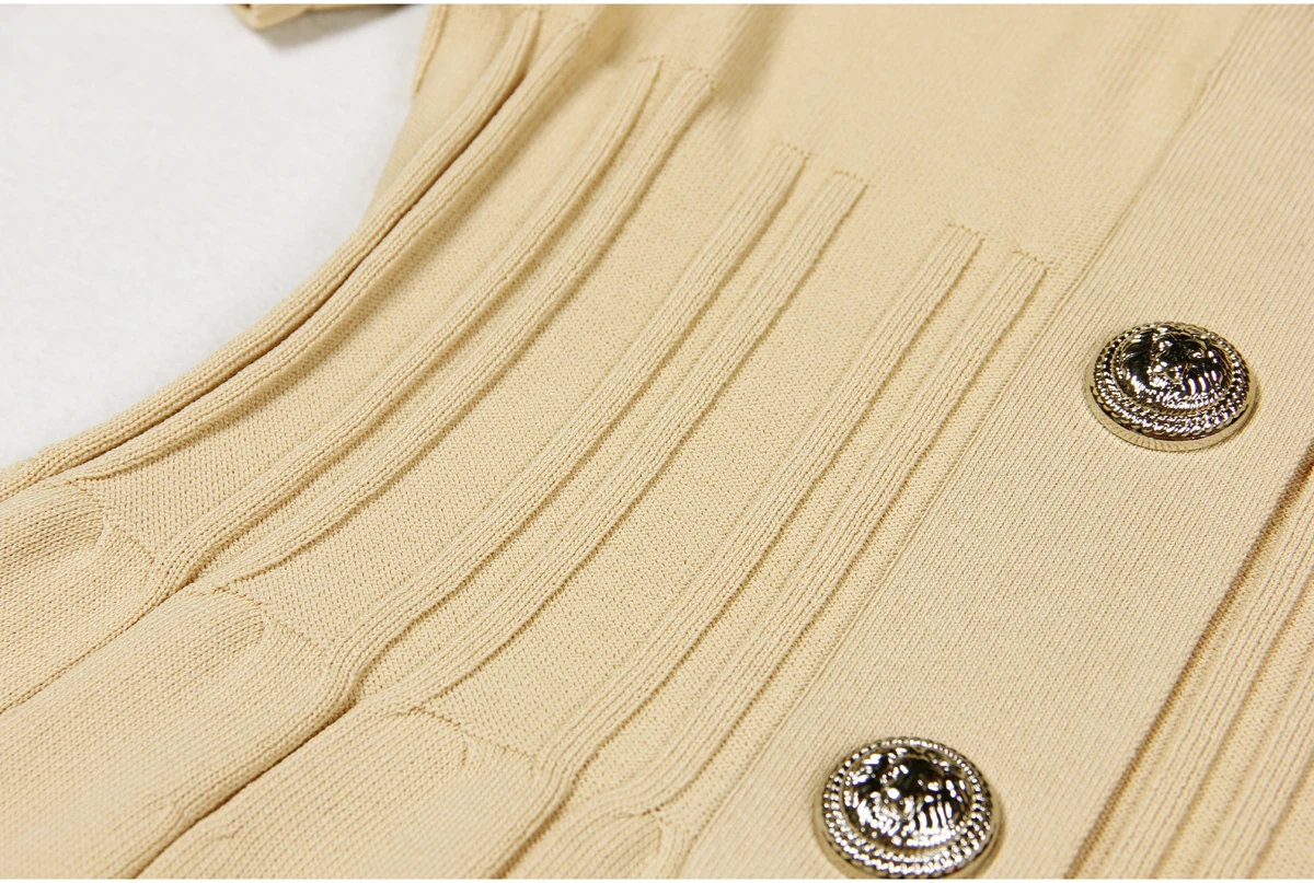 Spot 2024 European And American Spring And Autumn New Fashion High Quality Knitted Lapel Slim Slim A-line Dress Women