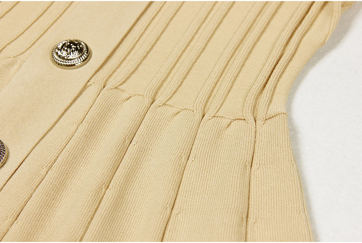 Spot 2024 European And American Spring And Autumn New Fashion High Quality Knitted Lapel Slim Slim A-line Dress Women