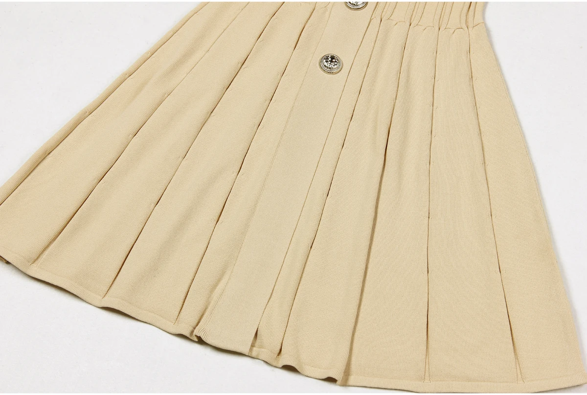 Spot 2024 European And American Spring And Autumn New Fashion High Quality Knitted Lapel Slim Slim A-line Dress Women