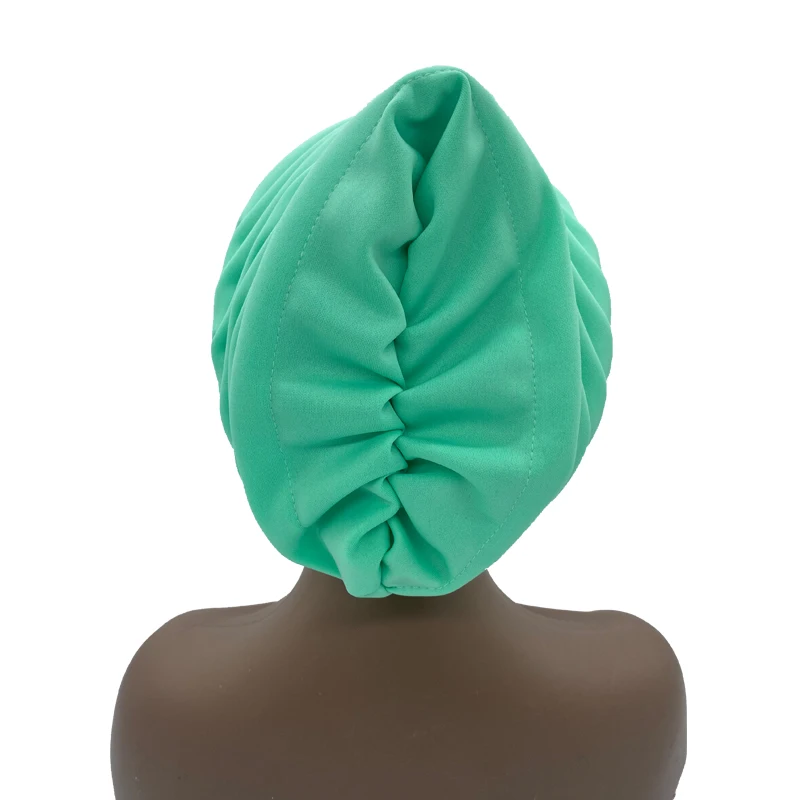 Candy Color Ladies Head Wraps Muslim Hijab Bonnets Fashion Headgear Trending Elastic Full Body Pleated Turban Cap for Women