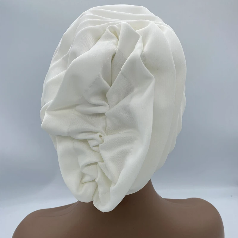 Candy Color Ladies Head Wraps Muslim Hijab Bonnets Fashion Headgear Trending Elastic Full Body Pleated Turban Cap for Women