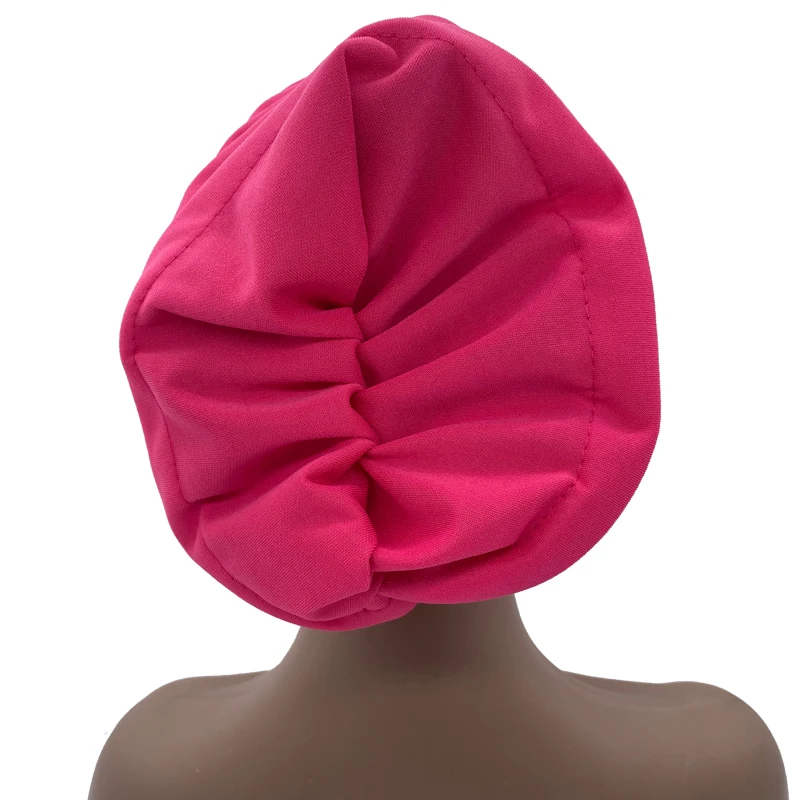 Candy Color Ladies Head Wraps Muslim Hijab Bonnets Fashion Headgear Trending Elastic Full Body Pleated Turban Cap for Women