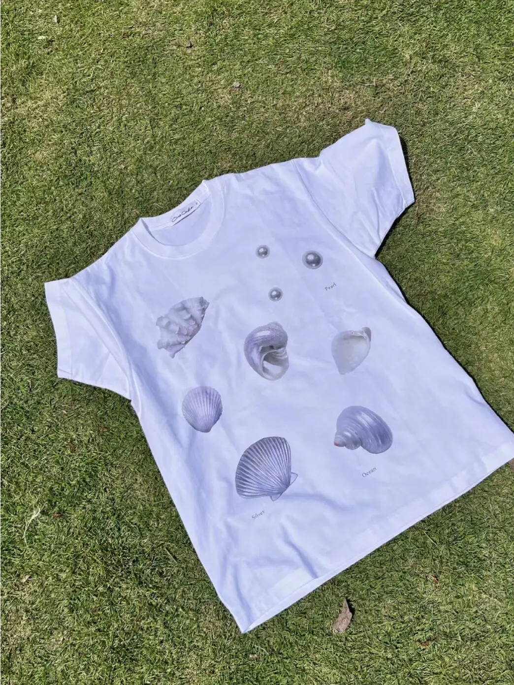 LOTDOOTN Seashell Graphic T-Shirts Women Summer Quality Pure Cotton Loose Vintage T Shirt Pearl Print Cute Graphic Tshirts Retro