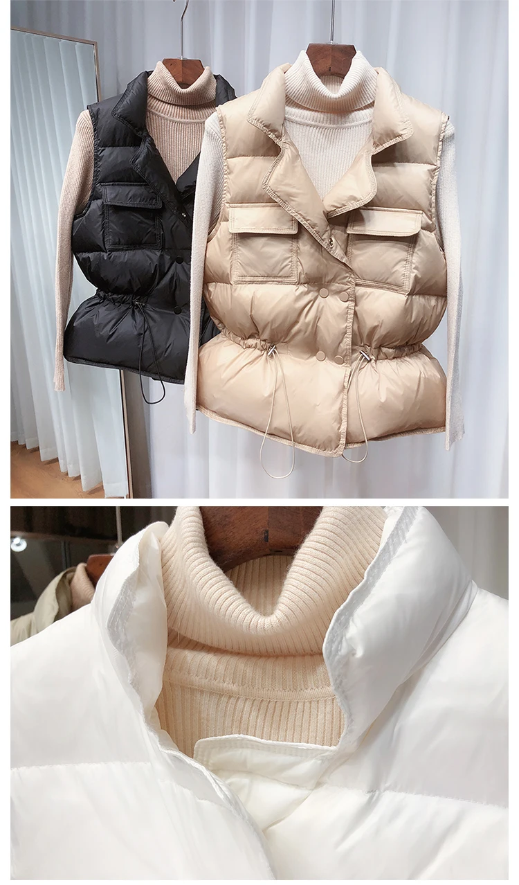 New Ultra Light Down Vest Women Short Vest Windproof Lightweight Warm Waistcoat Female White Duck Down Coat Sleeveless