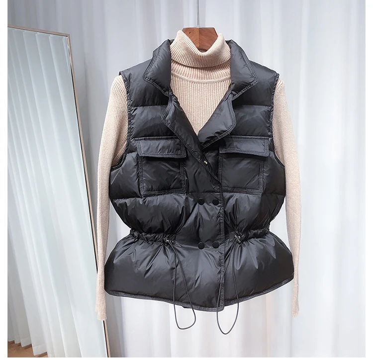 New Ultra Light Down Vest Women Short Vest Windproof Lightweight Warm Waistcoat Female White Duck Down Coat Sleeveless
