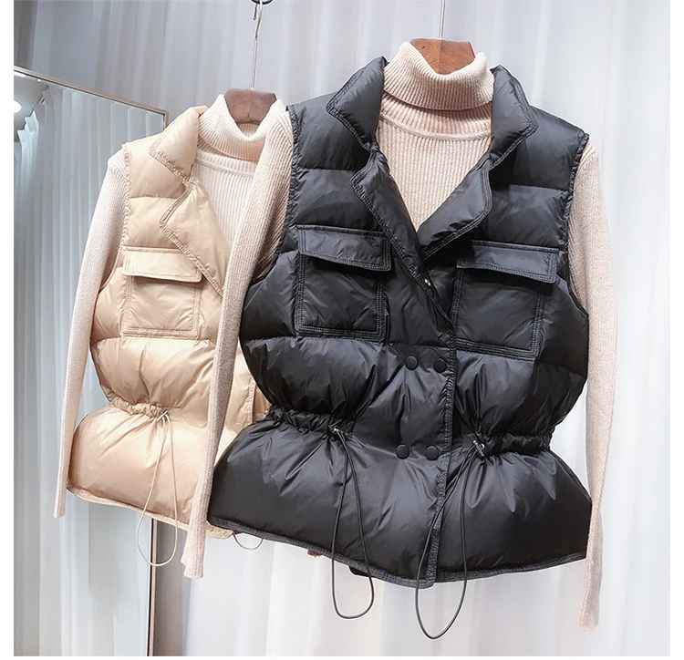 New Ultra Light Down Vest Women Short Vest Windproof Lightweight Warm Waistcoat Female White Duck Down Coat Sleeveless