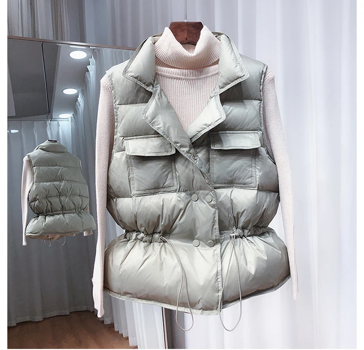 New Ultra Light Down Vest Women Short Vest Windproof Lightweight Warm Waistcoat Female White Duck Down Coat Sleeveless