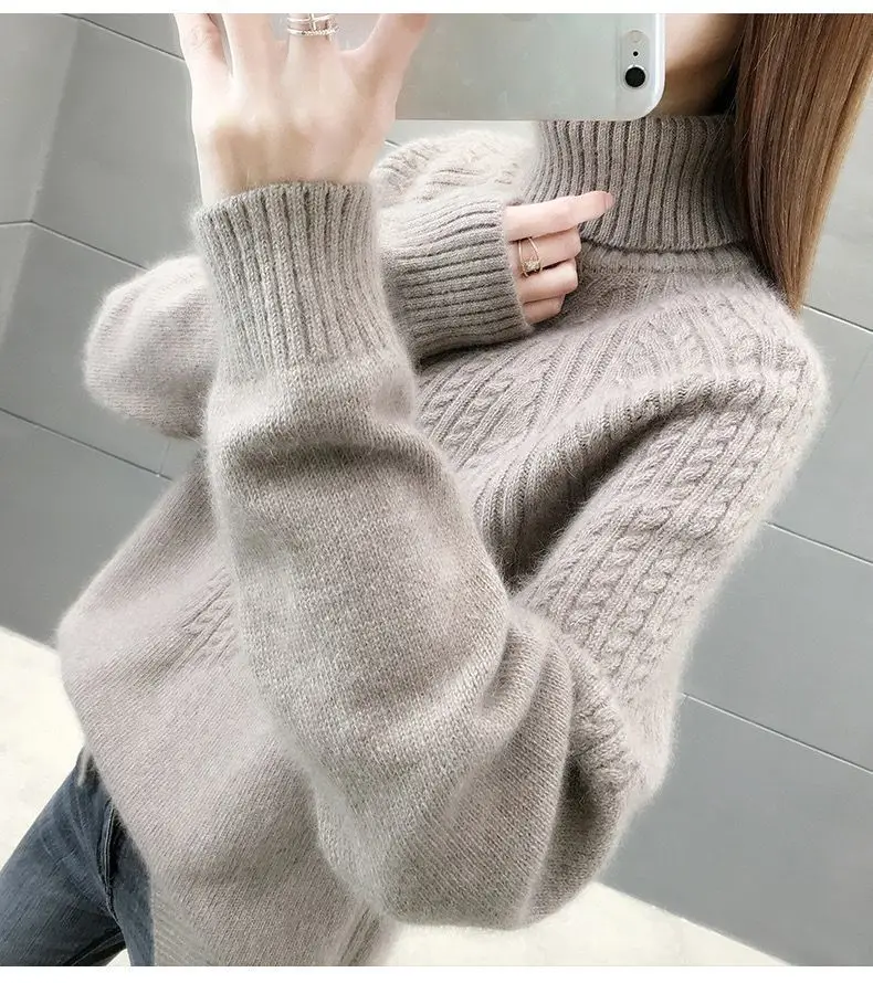 New Fashion Women Pure Pullover Woolen Sweater Autumn Winter Thickened Warm Cashmere Bottom Sweater Quality Female Sweaters Coat