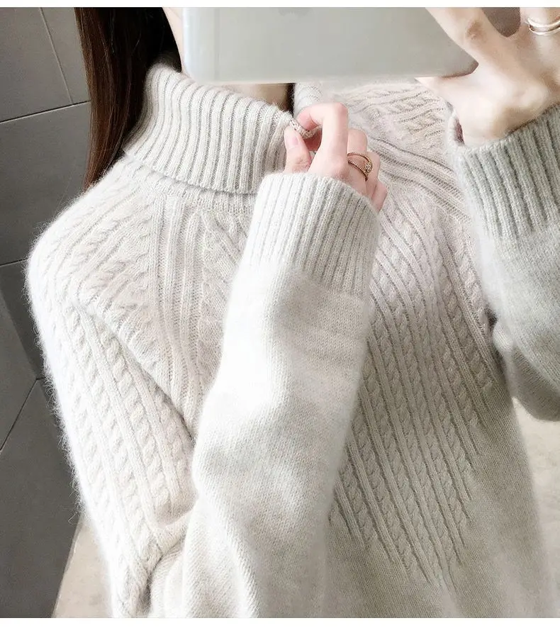 New Fashion Women Pure Pullover Woolen Sweater Autumn Winter Thickened Warm Cashmere Bottom Sweater Quality Female Sweaters Coat