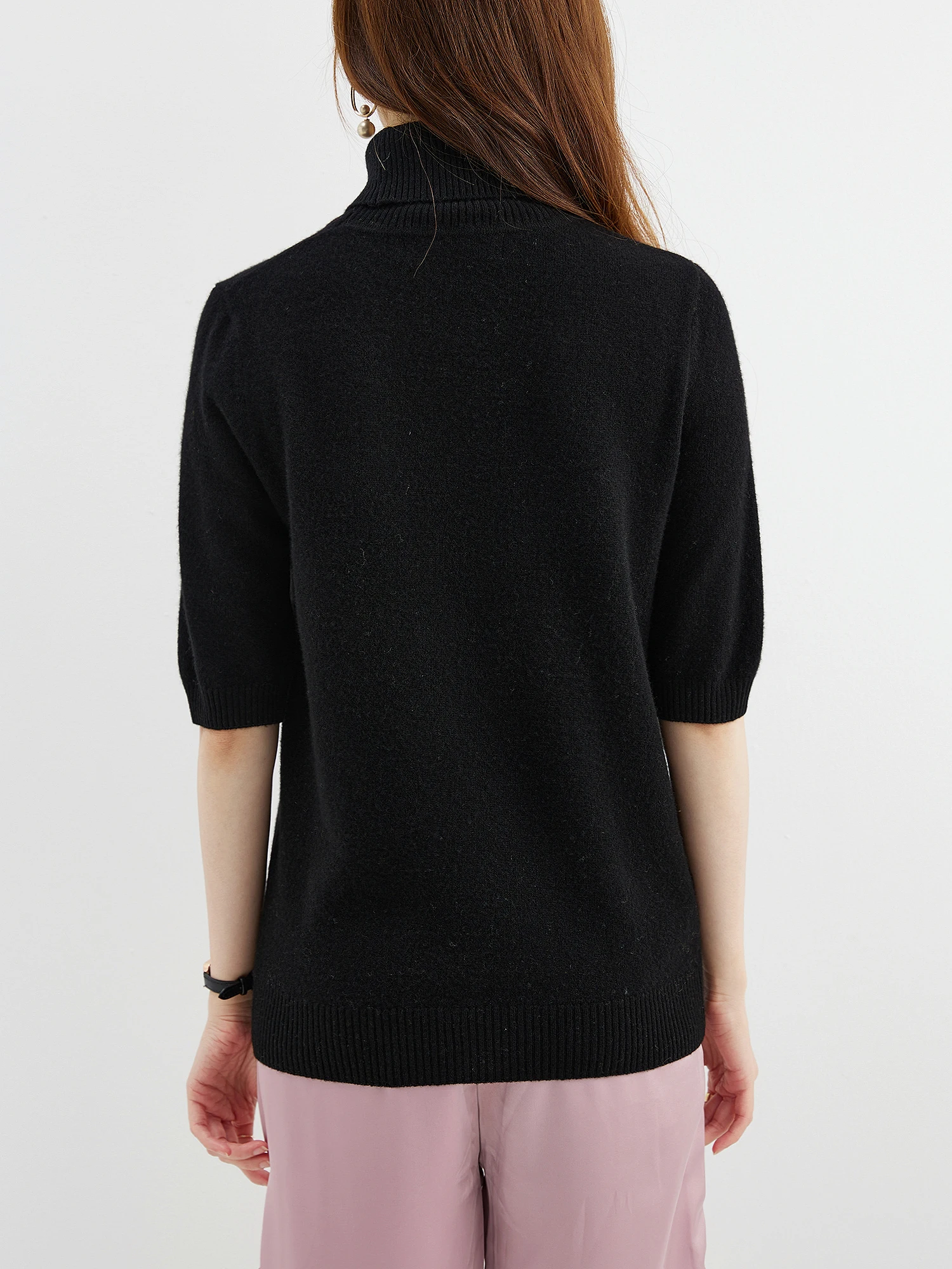 Fashion Turtleneck Women's Sweater 100% Merino Wool Short Sleeve Tops Summer Fall Sweater Knit Pullovers Jerseys Female Clothing