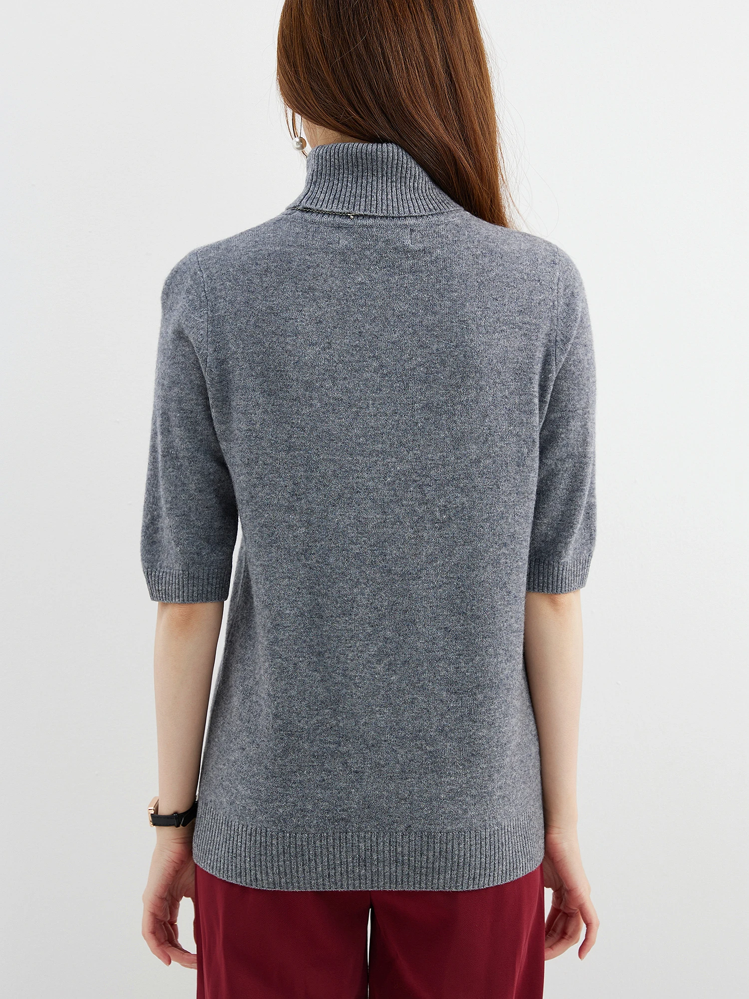 Fashion Turtleneck Women's Sweater 100% Merino Wool Short Sleeve Tops Summer Fall Sweater Knit Pullovers Jerseys Female Clothing