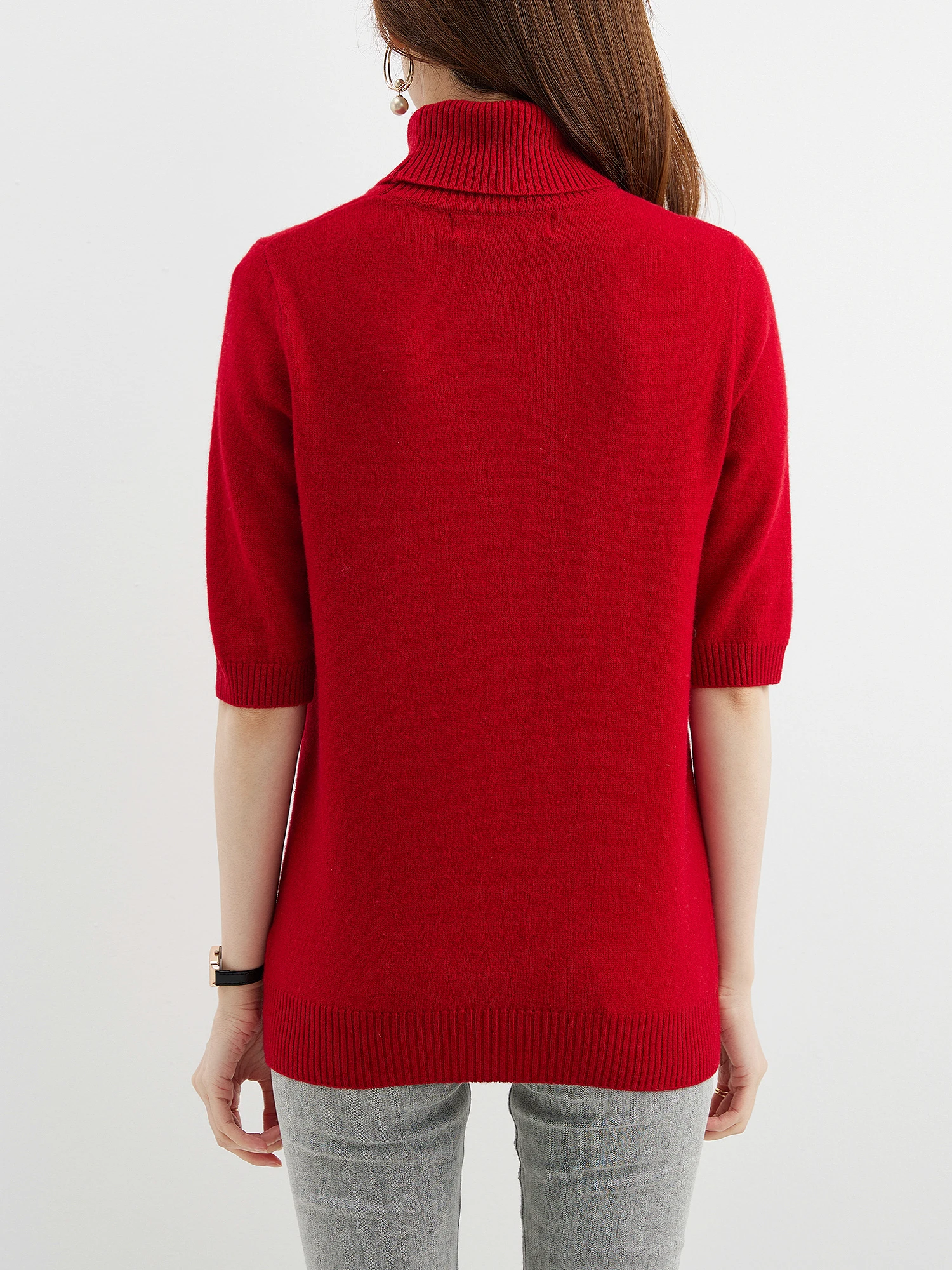 Fashion Turtleneck Women's Sweater 100% Merino Wool Short Sleeve Tops Summer Fall Sweater Knit Pullovers Jerseys Female Clothing