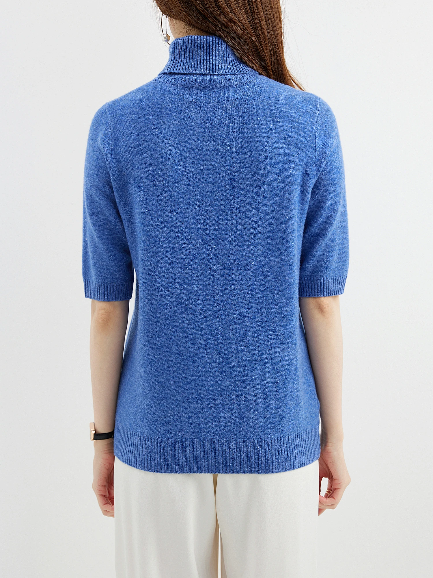 Fashion Turtleneck Women's Sweater 100% Merino Wool Short Sleeve Tops Summer Fall Sweater Knit Pullovers Jerseys Female Clothing