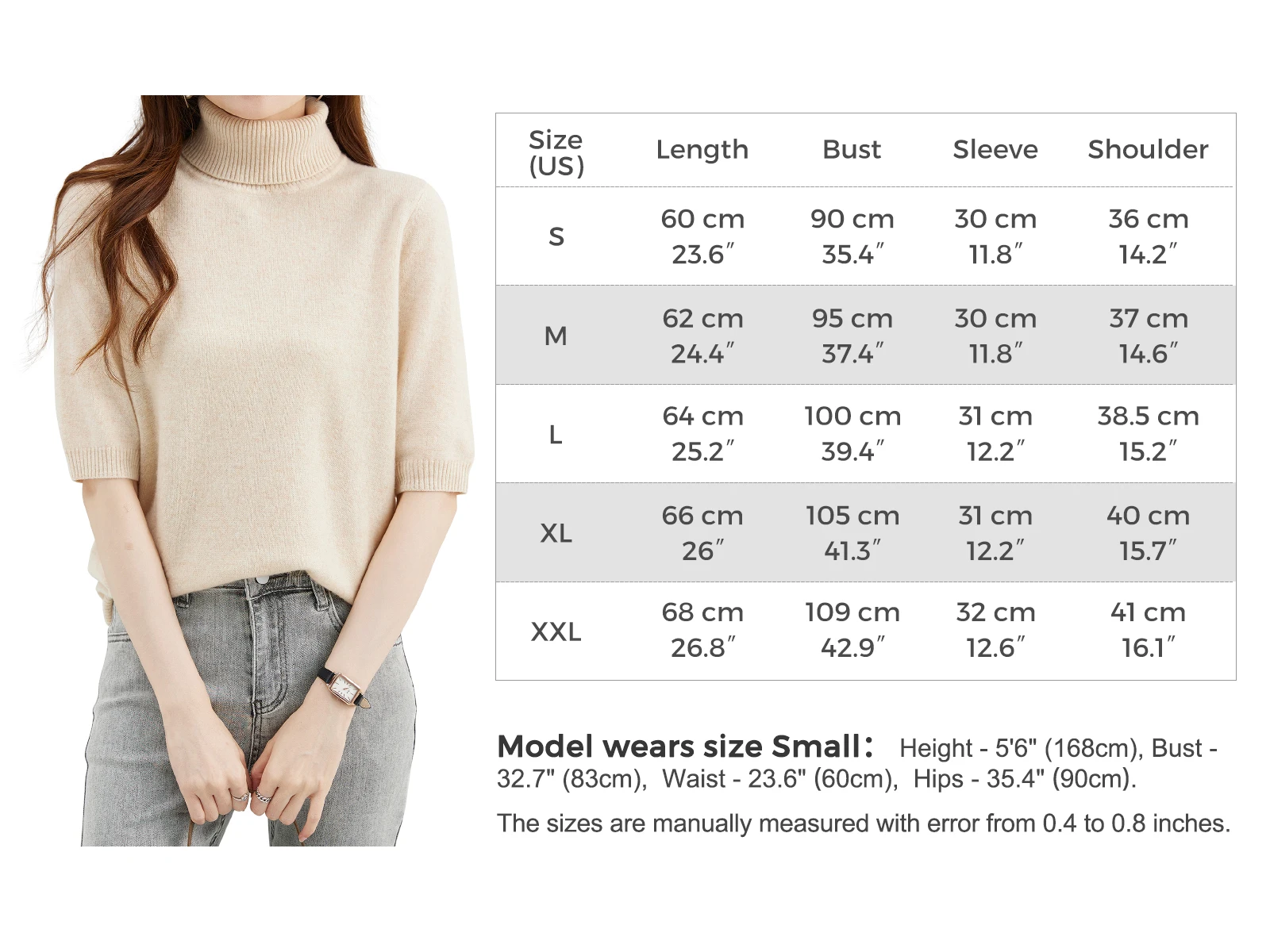 Fashion Turtleneck Women's Sweater 100% Merino Wool Short Sleeve Tops Summer Fall Sweater Knit Pullovers Jerseys Female Clothing