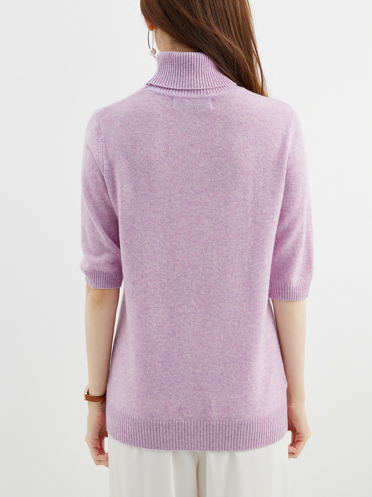 Fashion Turtleneck Women's Sweater 100% Merino Wool Short Sleeve Tops Summer Fall Sweater Knit Pullovers Jerseys Female Clothing
