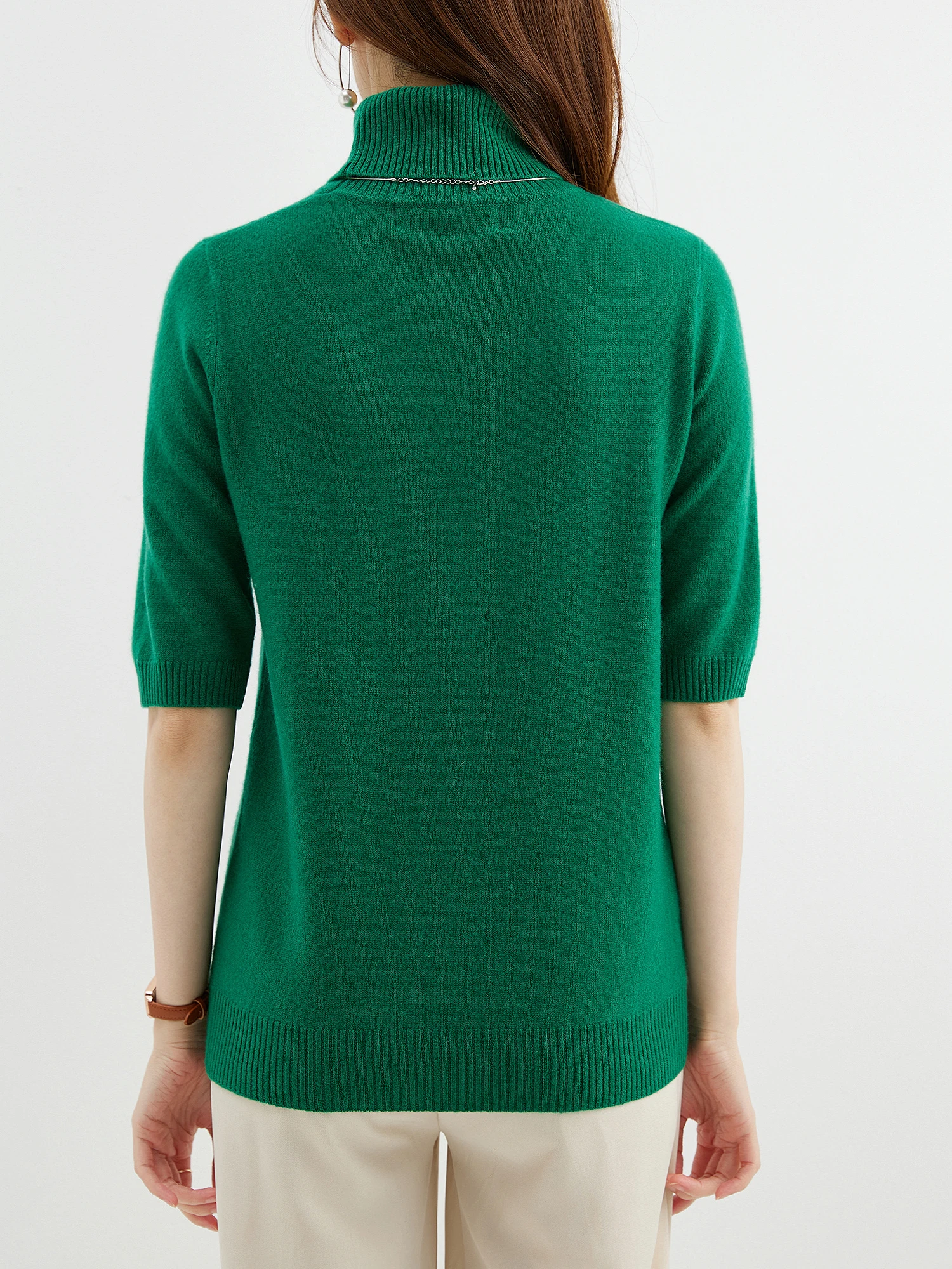 Fashion Turtleneck Women's Sweater 100% Merino Wool Short Sleeve Tops Summer Fall Sweater Knit Pullovers Jerseys Female Clothing