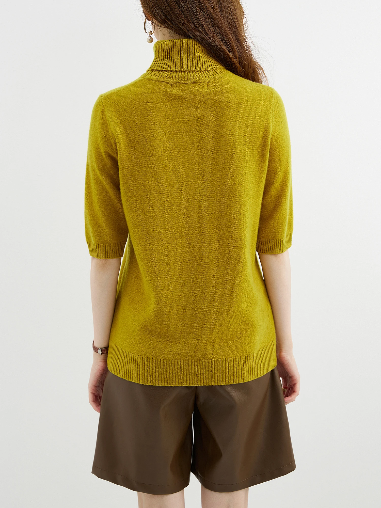 Fashion Turtleneck Women's Sweater 100% Merino Wool Short Sleeve Tops Summer Fall Sweater Knit Pullovers Jerseys Female Clothing