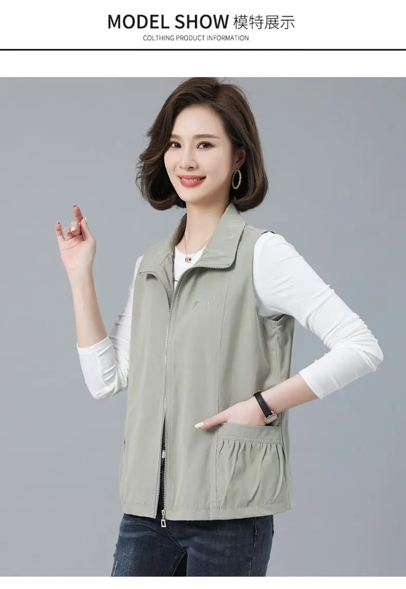 2026 Spring Autumn New Vest jacket Women's Loose Turn-down Collar Casual Sleeveless Coat Fashion Short Waistcoat Top Female