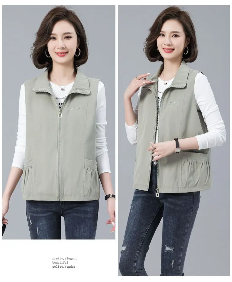 2026 Spring Autumn New Vest jacket Women's Loose Turn-down Collar Casual Sleeveless Coat Fashion Short Waistcoat Top Female