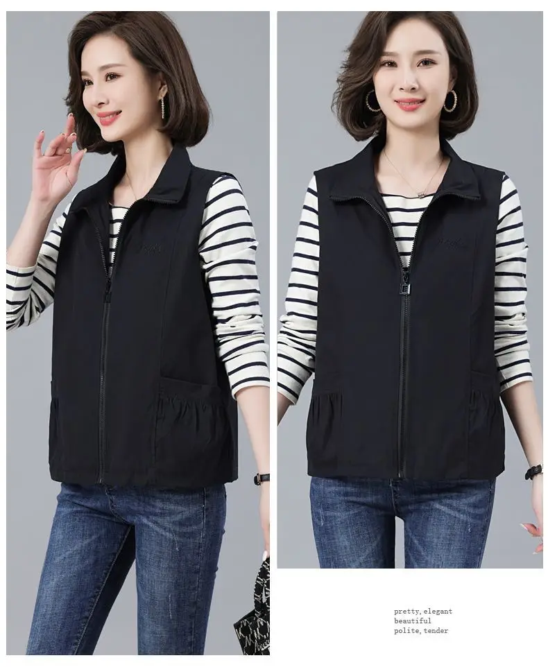 2026 Spring Autumn New Vest jacket Women's Loose Turn-down Collar Casual Sleeveless Coat Fashion Short Waistcoat Top Female