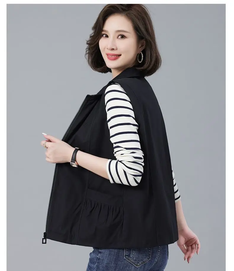 2026 Spring Autumn New Vest jacket Women's Loose Turn-down Collar Casual Sleeveless Coat Fashion Short Waistcoat Top Female