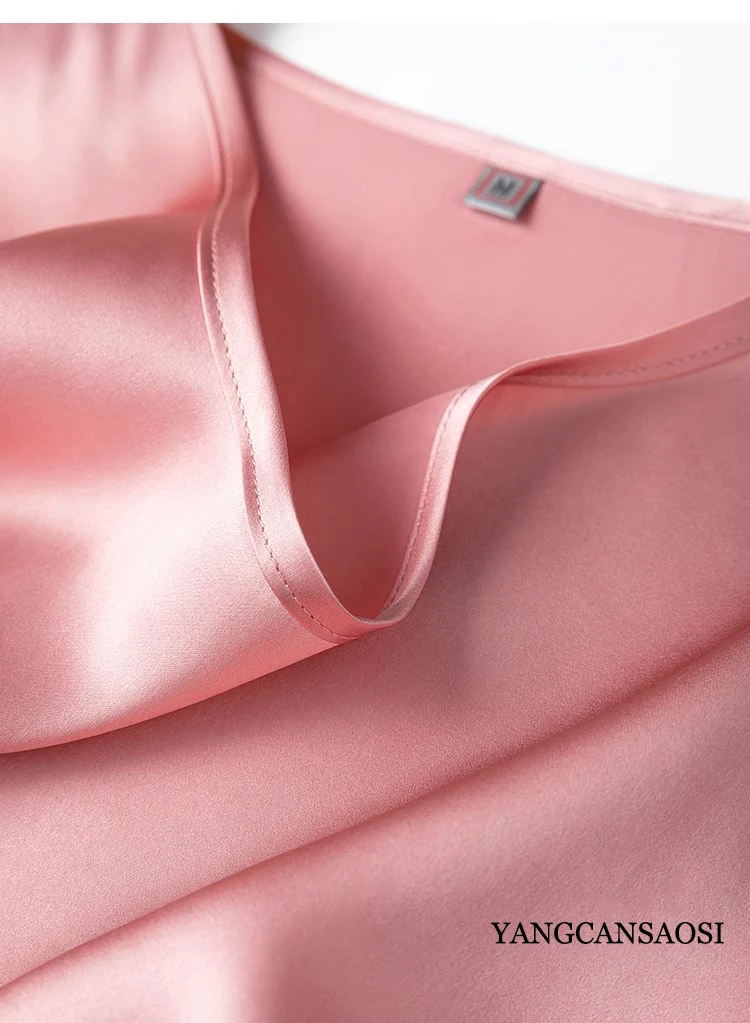 2024 Women's Fashion Spring/Summer New 100%Natural Mulberry Silk Plain Satin Round Neck Sleeveless Solid Color Versatile Vest