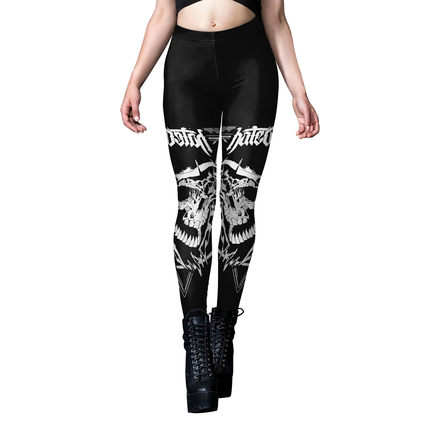 Nadanbao Woman Leggings Horns Gothic Style Skeleton Totem Cat Print Sexy Tight Trousers Length Elastic Fitness Workout Pants