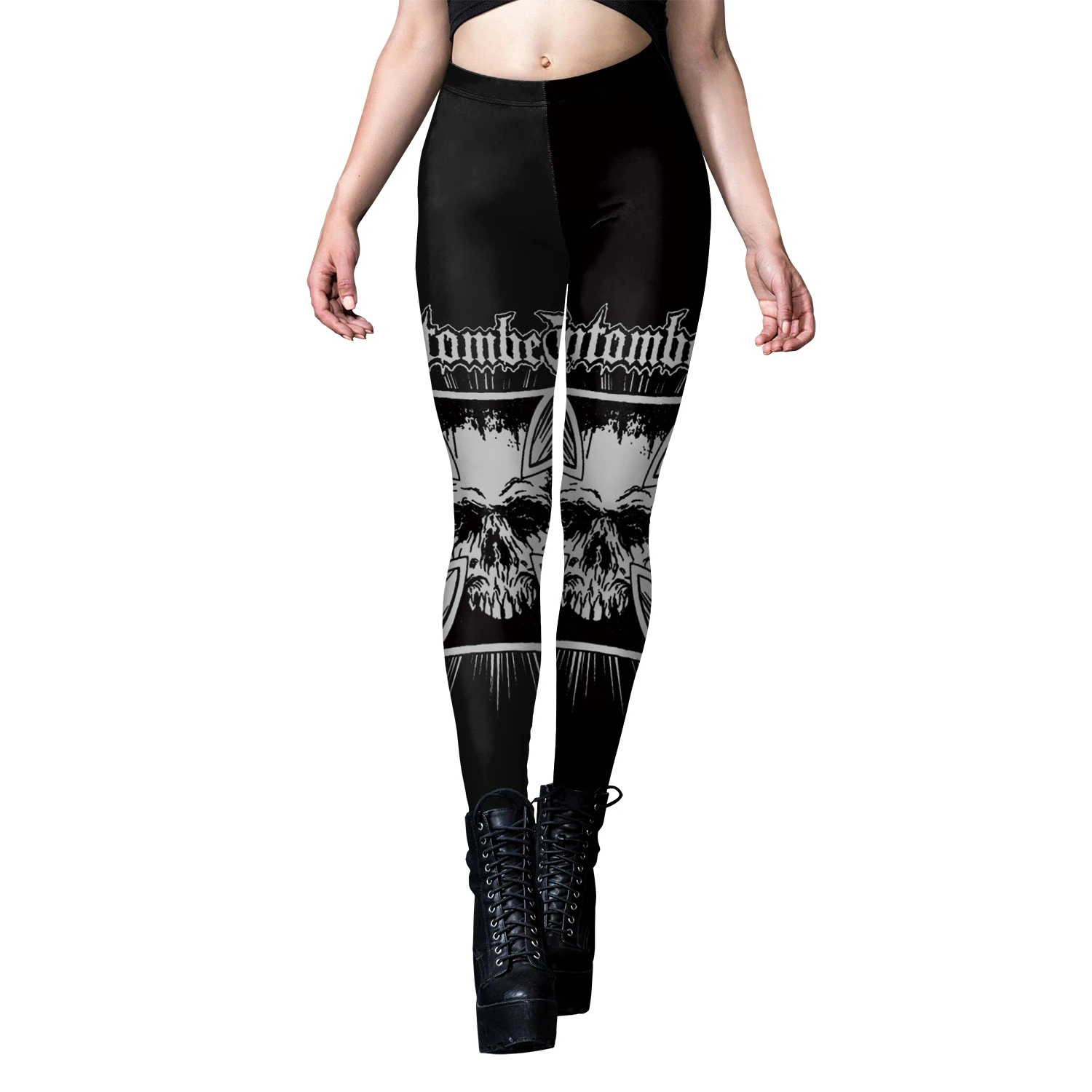 Nadanbao Woman Leggings Horns Gothic Style Skeleton Totem Cat Print Sexy Tight Trousers Length Elastic Fitness Workout Pants