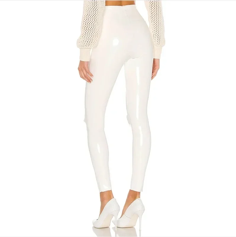 Faux Leather Purple Women Shiny PVC Pants Sexy Slim Leggings Latex Stretchy High Waist PU Bodycon Pants NEW Summer Trousers
