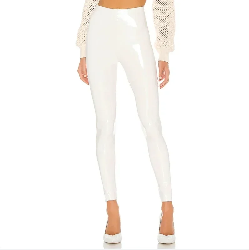 Faux Leather Purple Women Shiny PVC Pants Sexy Slim Leggings Latex Stretchy High Waist PU Bodycon Pants NEW Summer Trousers