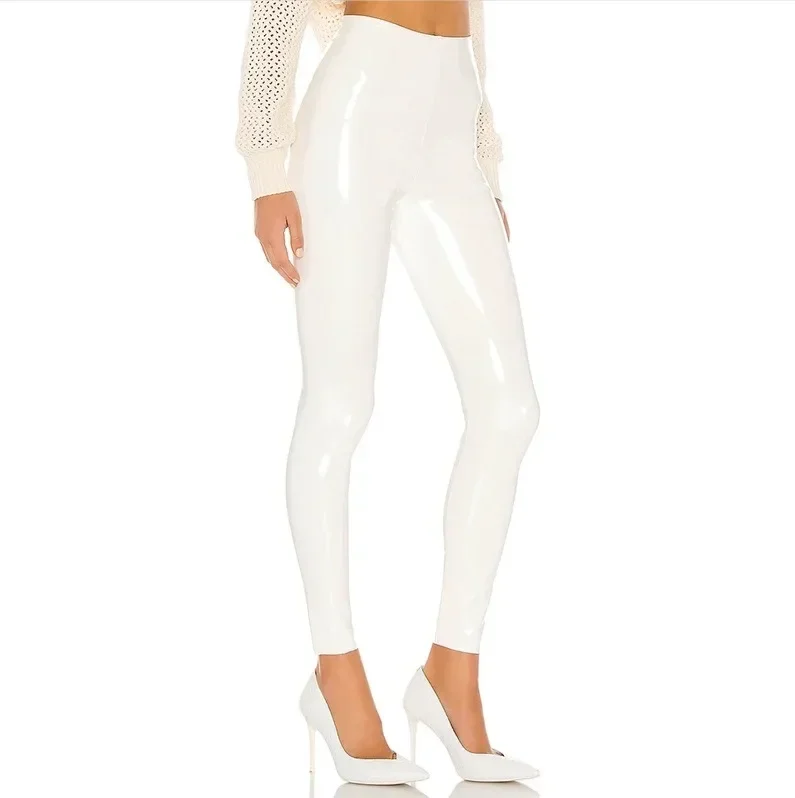 Faux Leather Purple Women Shiny PVC Pants Sexy Slim Leggings Latex Stretchy High Waist PU Bodycon Pants NEW Summer Trousers